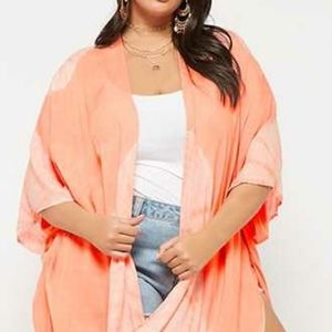 NWT Boho Me Peach Tie Dye Cover up Kimono